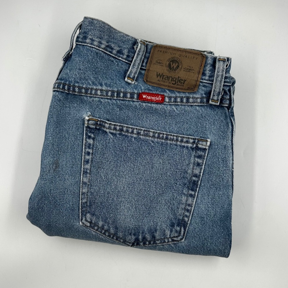 Wrangler Authentics Jeans Blue Mens 38x32 Regular Fit Straight Leg Denim